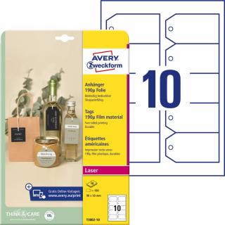 Avery Zweckform T3002-10 Visačky | 90x50 mm, 100 ks, 10xA4, PET fólie 190µm