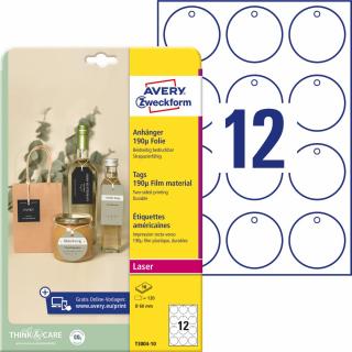 Avery Zweckform T3004-10 Visačky | ∅ 60 mm, 120 ks, 10xA4, PET fólie 190µm