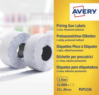 Etikety do etiketovacích kleští | Avery Zweckform PLP1226 | 26x12 mm, 15.000 ks, bílá