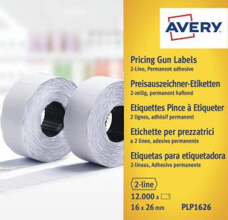 Etikety do etiketovacích kleští | Avery Zweckform PLP1626 | 26x16 mm, 12.000 ks, bílá