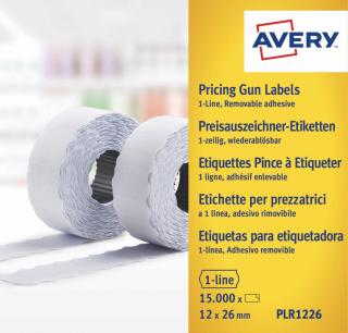 Etikety do etiketovacích kleští | Avery Zweckform PLR1226 | 26x12 mm, 15.000 ks, bílá