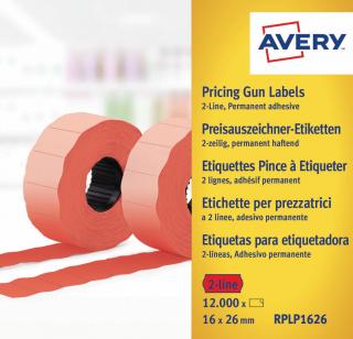Etikety do etiketovacích kleští | Avery Zweckform RPLP1626 | 26x16 mm, 12.000 ks, červená