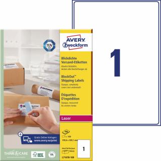 Etikety na zásilky | Avery Zweckform L7167B-100 | 199,6x289,1 mm, 100xA4, 100 ks, bílá