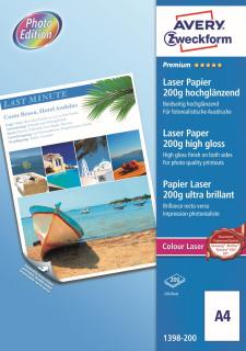 Fotopapír pro laser | Avery Zweckform 1398-200 | A4, 200g/m2, 200 ks