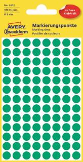 Kulaté etikety Avery Zweckform 3012 | Ø 8 mm, 416 ks, zelená