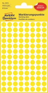 Kulaté etikety Avery Zweckform 3013 | Ø 8 mm, 416 ks, žlutá
