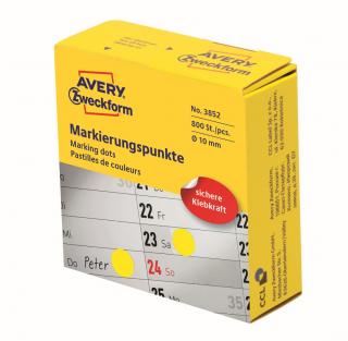 Kulaté etikety Avery Zweckform 3852 | Ø 10 mm, 800 ks, žlutá