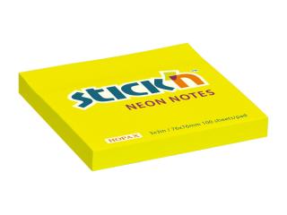 Samolepicí bloček Stick'n 21133 | 76x76 mm, 100 lístků, neonově žlutá