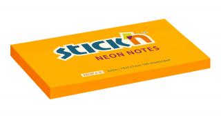Samolepicí bloček Stick'n 21168 | 127x76 mm, 100 lístků, neonově oranžová