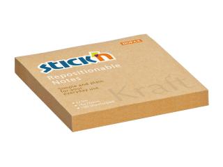 Samolepicí bloček Stick'n 21639 | 76x76 mm, 100 lístků, světle hnědá