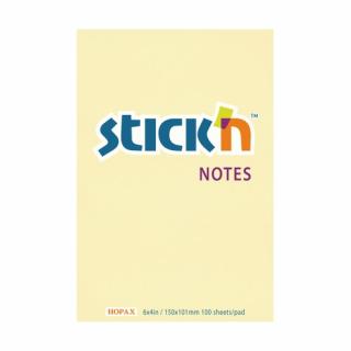 Samolepicí blok Stick'n 21014 | 101x150 mm, 100 listů, pastelově žlutá