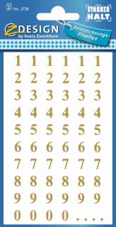 Samolepící číslice | Avery Zweckform 3728 | výška 7,5 mm, 124 ks/bal.