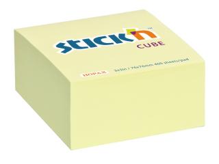 Samolepicí kostka Stick'n 21072 | 76x76 mm, 400 lístků, pastel. žlutá