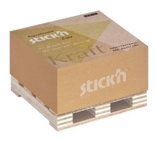 Samolepicí kostka Stick'n 21816 | 76x76 mm, 400 lístků, kraft hnědá