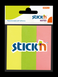 Samolepicí záložky Stick'n 21129 | 76x25 mm, 3x50 lístků, mix barev