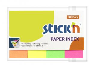 Samolepicí záložky Stick'n 21205 | 50x20 mm, 4x50 lístků, mix barev