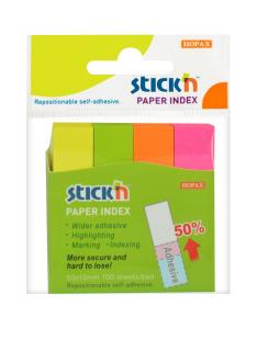 Samolepicí záložky Stick'n 21613 | 50x12 mm, 4x100 lístků, mix barev