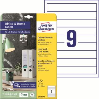 Štítky na pořadače | Avery Zweckform C32266-10 | 30x190 mm, 10xA4, 190g/m2, 90 ks