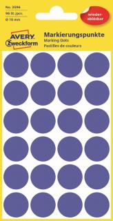 Značkovací etikety Avery Zweckform 3596 | Ø 18 mm, 96 ks, tmavě modrá