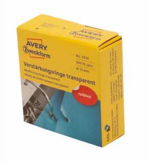 Zpevňovací kroužky | Avery Zweckform 3510 | Ø 13 mm, 500 ks, transparentní