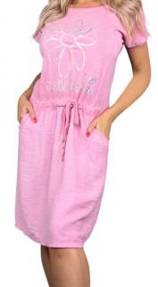Dámské šaty s kapsami růžové vel. UNI (XL)