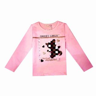 Dětské tričko dlouhý rukáv růžové vel.110
