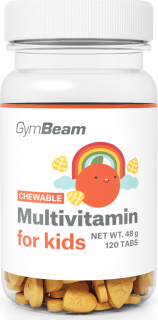 GymBeam Multivitamín, tablety na cucání pro děti - 120 tab. Příchuť: pomeranč