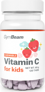 GymBeam Vitamín C, tablety na cucání pro děti - 120 tab. Příchuť: jahoda