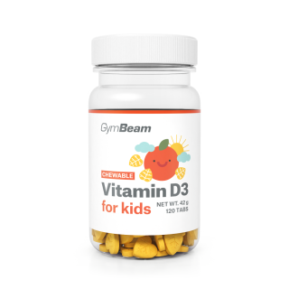 GymBeam Vitamín D3, tablety na cucání pro děti - 120 tab. Příchuť: pomeranč