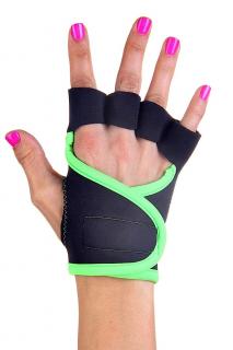 Dámské fitness rukavice - Classic - černé se zeleným lemováním Velikost: S
