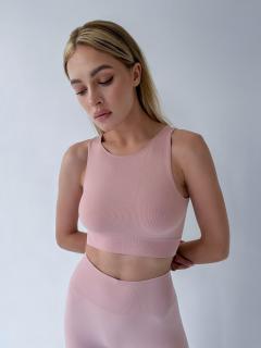 Luna Dust Rose Bezešvý žebrovaný crop top Velikost: L-M
