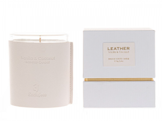Luxusní svíčka v koženém pouzdře Vanilla & Coconut ExcluJess