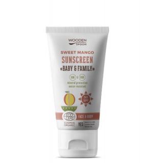 Opalovací tělové mléko Mango Baby & Family SPF 50 Wooden Spoon