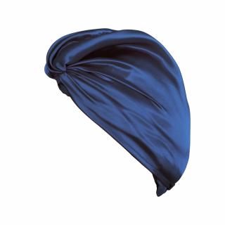 Turban z prémiového 100% hedvábí - Pure Mulberry Silk Hair Turban Holistic Silk Turban z hedvábí: Navy