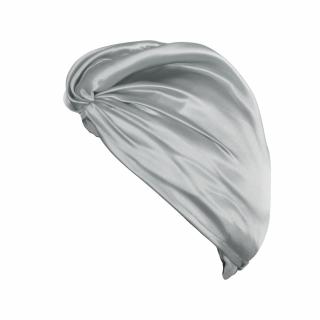 Turban z prémiového 100% hedvábí - Pure Mulberry Silk Hair Turban Holistic Silk Turban z hedvábí: Silver
