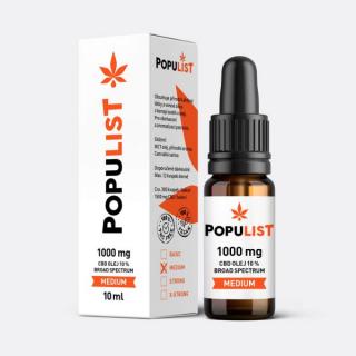 Populist CBD olej 10% (1000mg) Broad Spectrum 10ml (Jemný POPULIST olej Broad Spectrum 10% je vysoce kvalitní produkt z prvotřídních složek a přírodní konopnou chutí. 0,00% THC garantováno.)