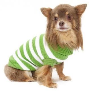 Candy Stripe Obleček pro psy i fenky – svetr Green and White Candy Stripe M