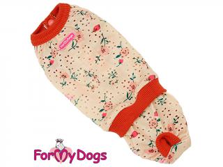 FOR MY DOGS Hárací overal PEACH FLOWER 10/XS