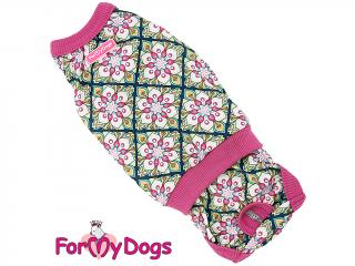 FOR MY DOGS Hárací overal PINK ORNAMENTS 10/XS