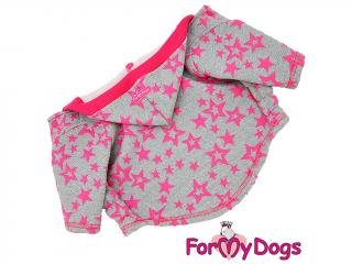 FOR MY DOGS mikina PINK STARS, šedo-růžová 10/XS