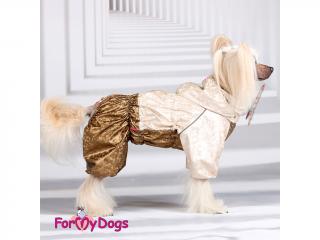 FOR MY DOGS Obleček – pláštěnka BROWN METALLIC, zlatá 18/XL