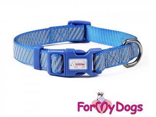 FOR MY DOGS Obojek BLUE REFLECTIVE STRIPES Modrý M