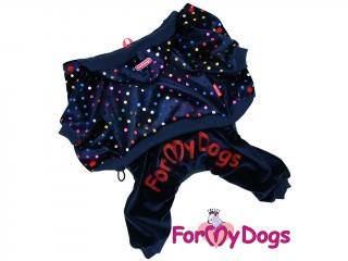 FOR MY DOGS Overal COLOURFUL DOTS, Modrý, 10/XS