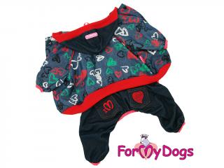 FOR MY DOGS Overal DENIM HEARTS, modrý, 16/L