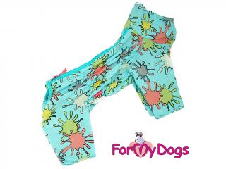 FOR MY DOGS Overal DUSTER BLOBS, modrý, 16/L