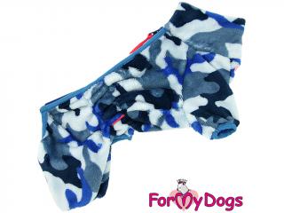 FOR MY DOGS Overal FLEECE BLUE CAMOUFLAGE, modro-bílý 18/XL