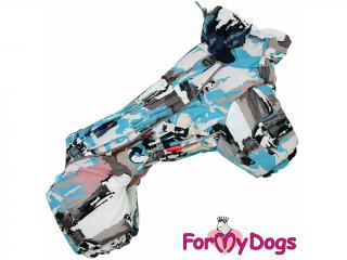 FOR MY DOGS Overal GREY BLUE, modrý se vzorem 18/XL