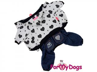 FOR MY DOGS Overal HEARTS GRAY, šedý, 18/XL