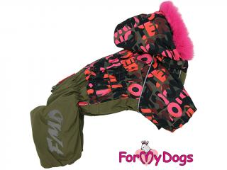 FOR MY DOGS Overal LETTERS, zeleno-růžový 20/XXL