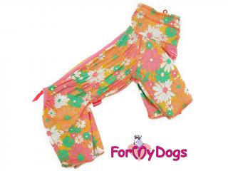FOR MY DOGS Overal pro fenky DUSTER FLOWERS, oranžový, 14/M